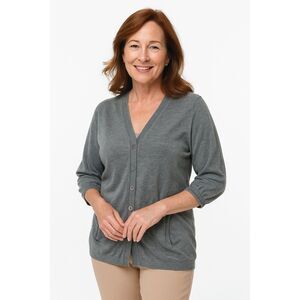 TWIN SET Simone Barbieri Gray Cashmere Blend Cardigan Sweater Women's Sz Medium